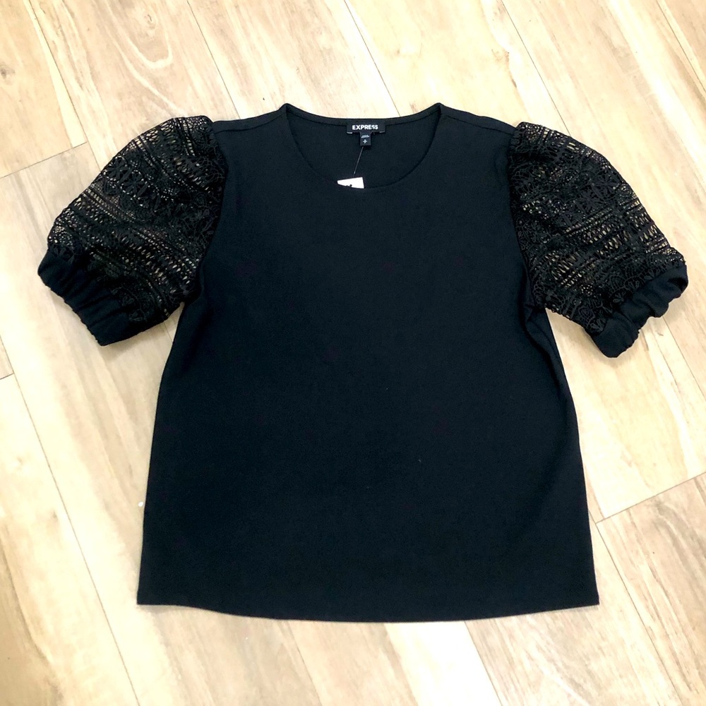 Express puff-lace sleeve top